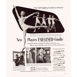 1951 Playtex Fab-Lined Girdle Ballet Dancer Vintage Print Ad Gown 50s Wall Art